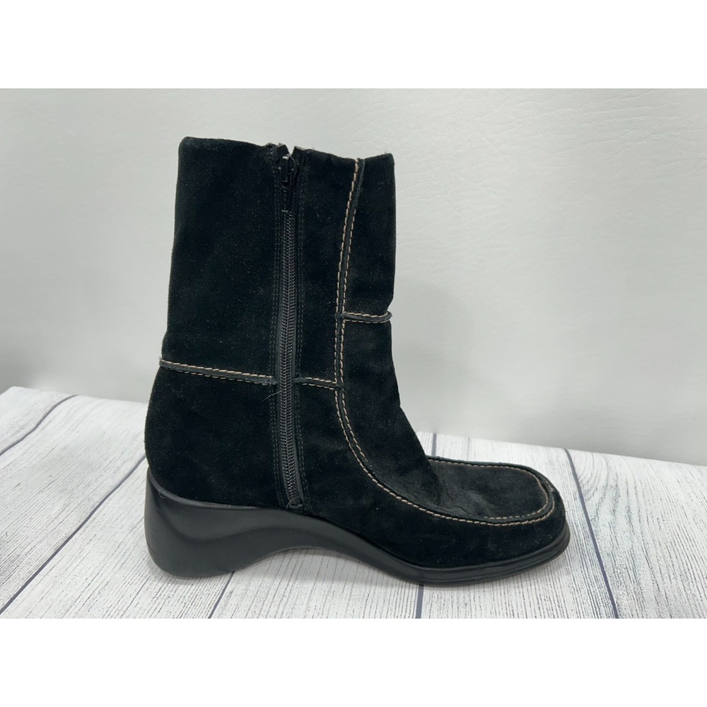 Aerosoles Sugar Shock Boots Womens 8M Black Leather Side‎ Zip Comfort